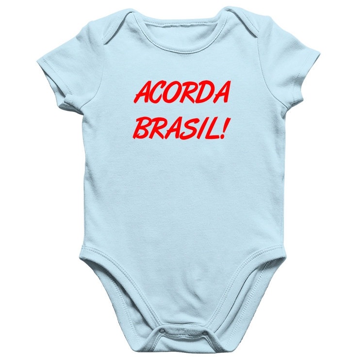 Body Bebê Algodão Acorda Brasil - Azul Bebê
