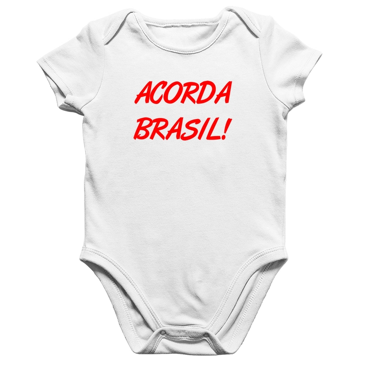 Body Bebê Algodão Acorda Brasil - Branco