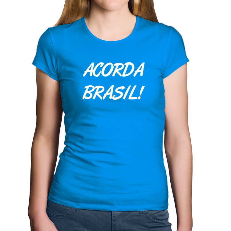 Baby Look Algodão Acorda Brasil - Azul