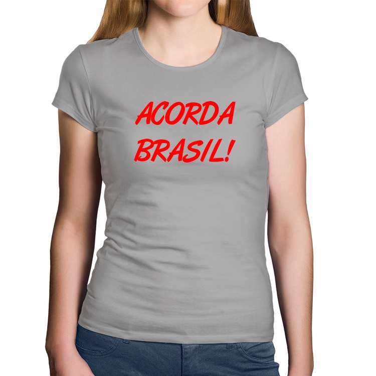 Baby Look Algodão Acorda Brasil - Cinza