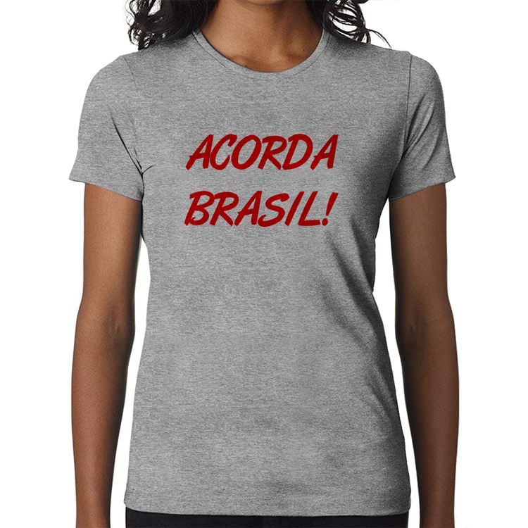 Baby Look Acorda Brasil - Cinza