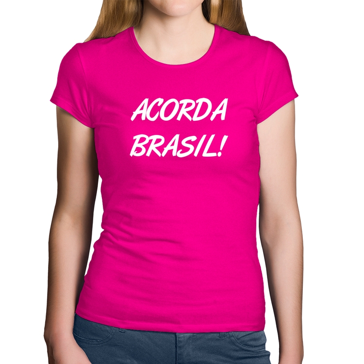 Baby Look Algodão Acorda Brasil - Rosa