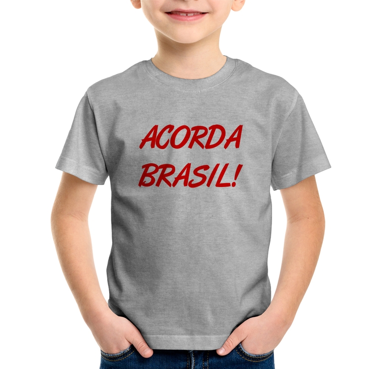 Camiseta Infantil Acorda Brasil - Cinza