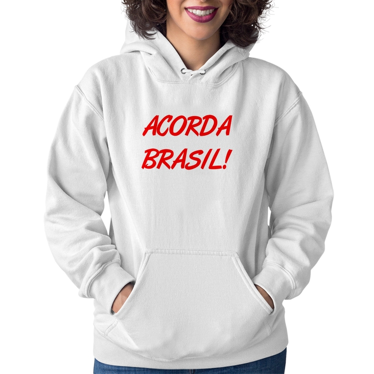 Moletom Feminino Acorda Brasil - Branco