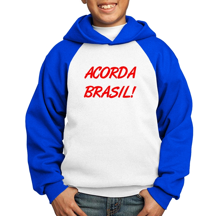 Moletom Infantil Acorda Brasil - Branco/Azul