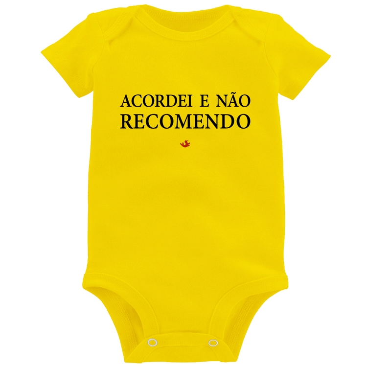 Body Bebê Acordei e não recomendo - Amarelo