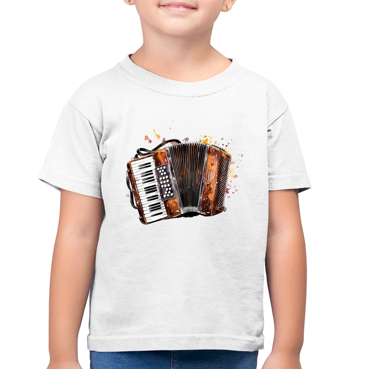 Camiseta Algodão Infantil Acordeon Sanfona - Branca