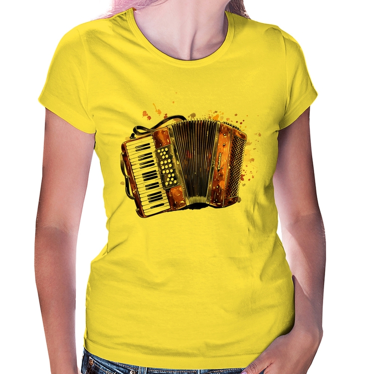 Baby Look Acordeon Sanfona - Amarela