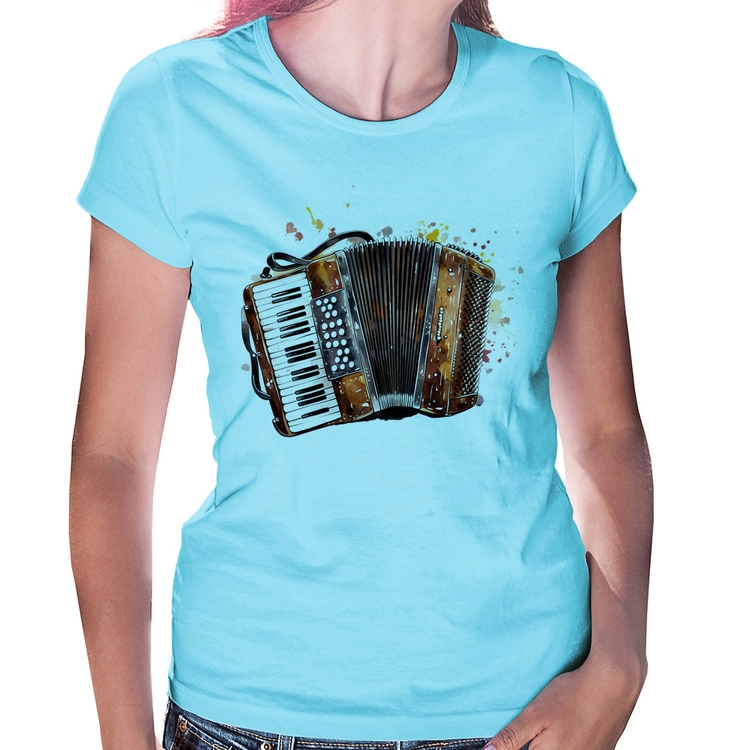 Baby Look Acordeon Sanfona - Azul Bebê