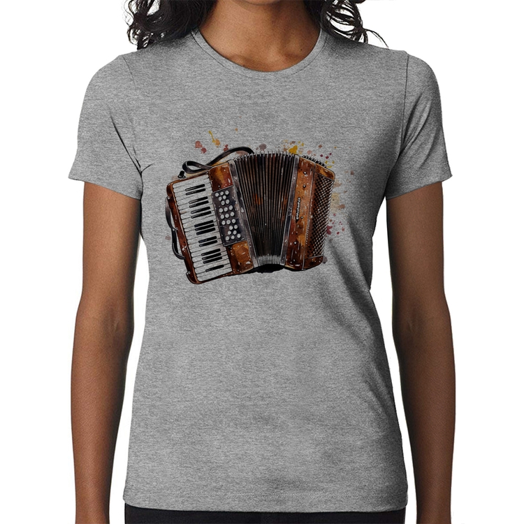 Baby Look Acordeon Sanfona - Cinza