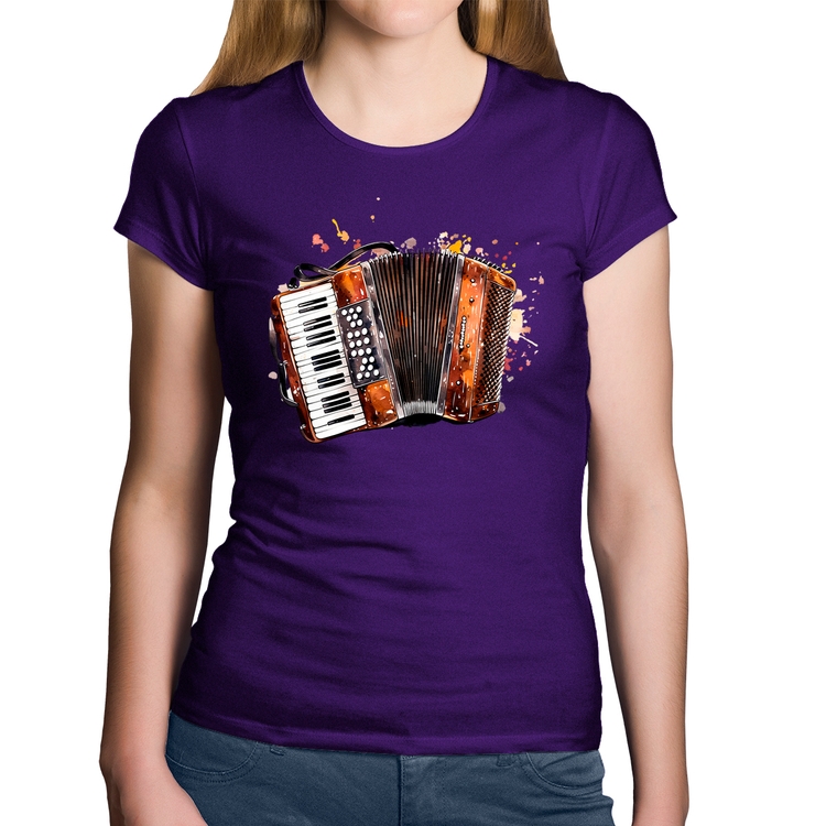 Baby Look Algodão Acordeon Sanfona - Roxa