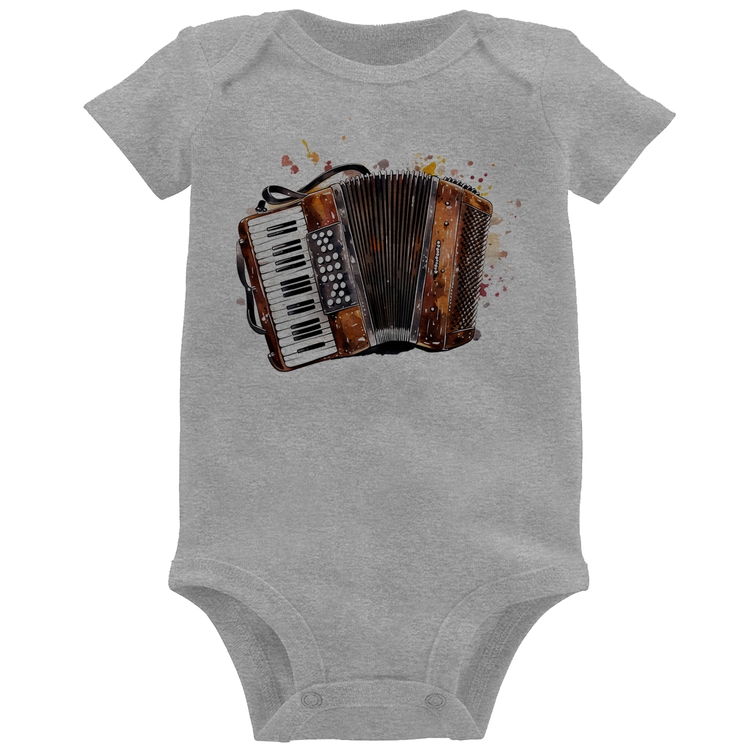 Body Bebê Acordeon Sanfona - Cinza