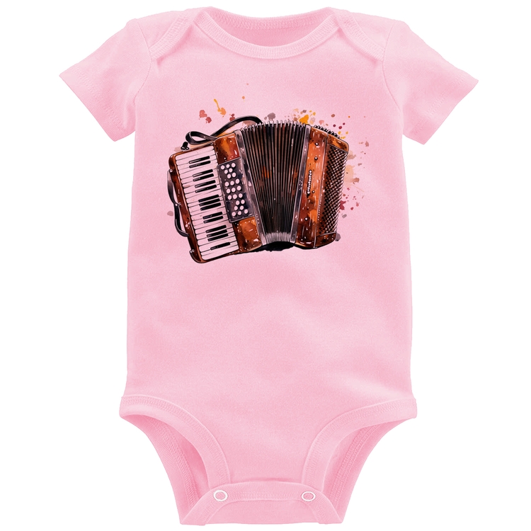 Body Bebê Acordeon Sanfona - Rosa Bebê