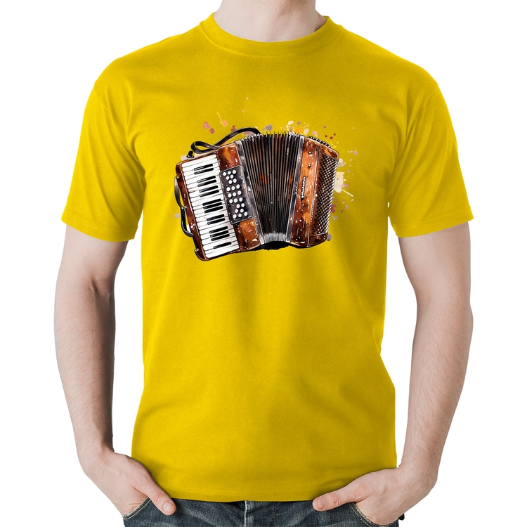 Camiseta Algodão Acordeon Sanfona - Amarela