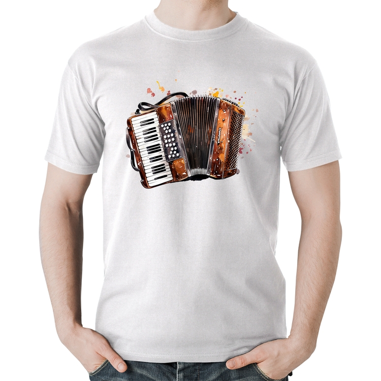 Camiseta Algodão Acordeon Sanfona - Branca