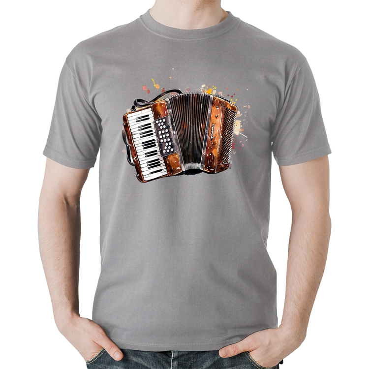 Camiseta Algodão Acordeon Sanfona - Cinza