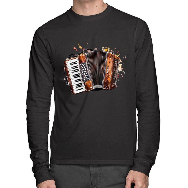 Camiseta Algodão Acordeon Sanfona Manga Longa