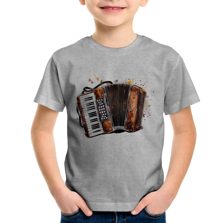 Camiseta Infantil Acordeon Sanfona - Cinza