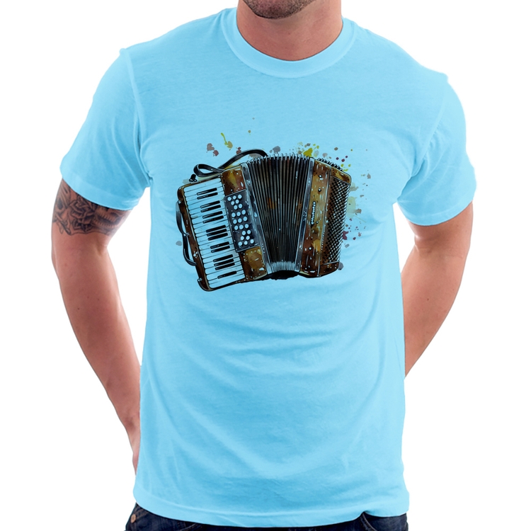 Camiseta Acordeon Sanfona - Azul Bebê
