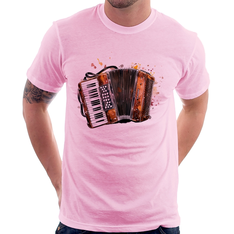 Camiseta Acordeon Sanfona - Rosa Bebê