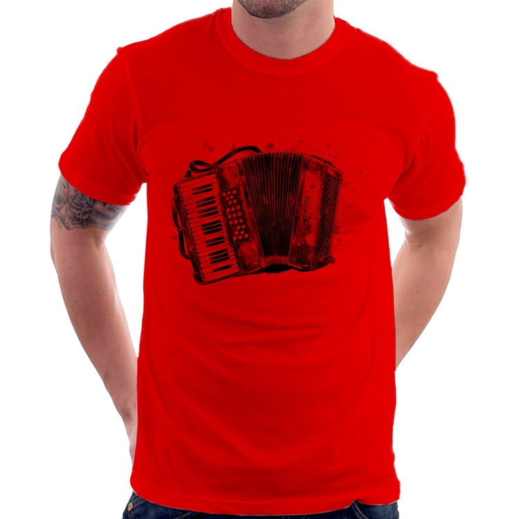 Camiseta Acordeon Sanfona - Vermelha