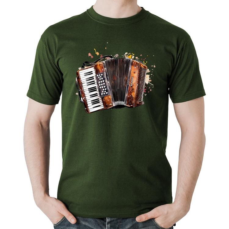 Camiseta Algodão Acordeon Sanfona - Musgo