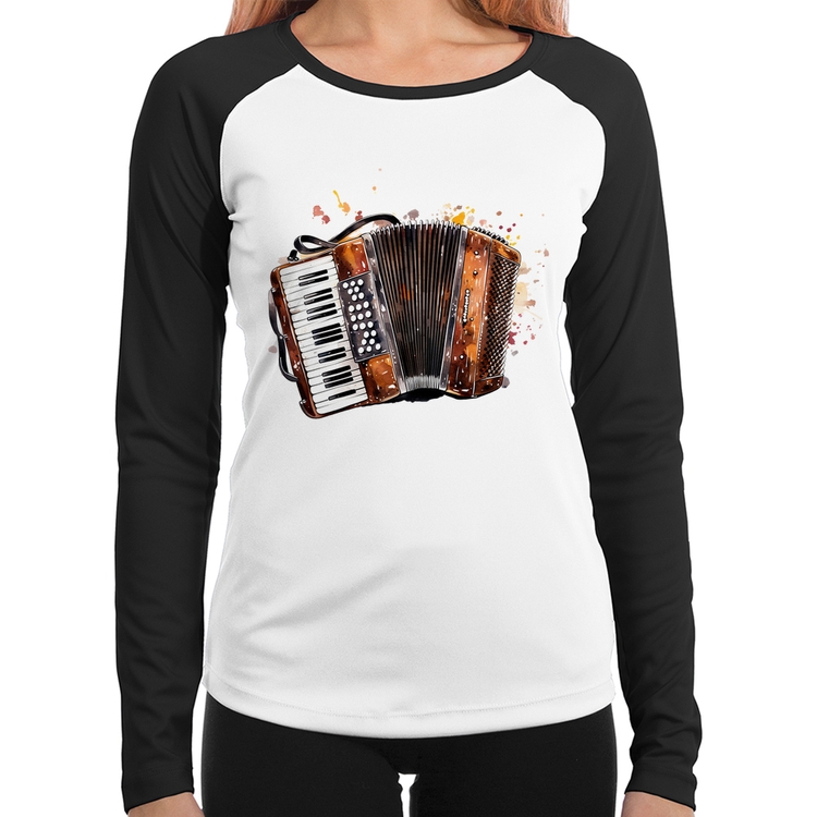 Baby Look Raglan Acordeon Sanfona Manga Longa