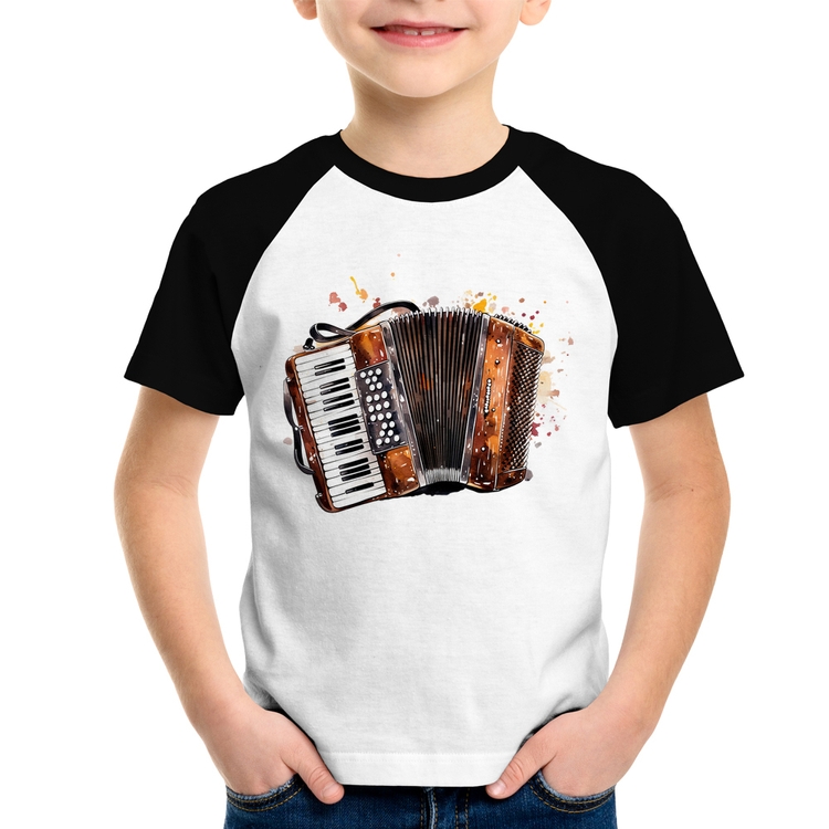 Camiseta Raglan Infantil Acordeon Sanfona