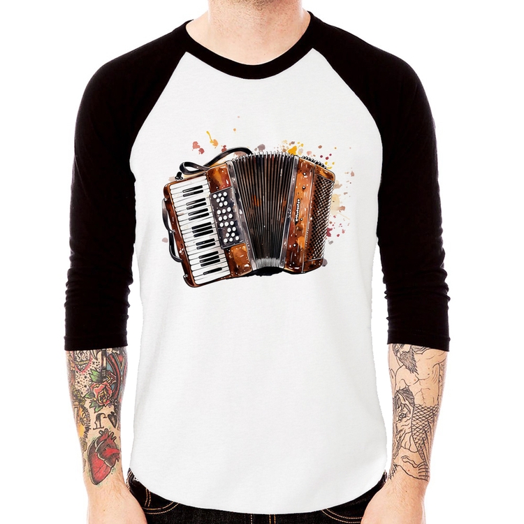 Camiseta Raglan Acordeon Sanfona Manga 3/4