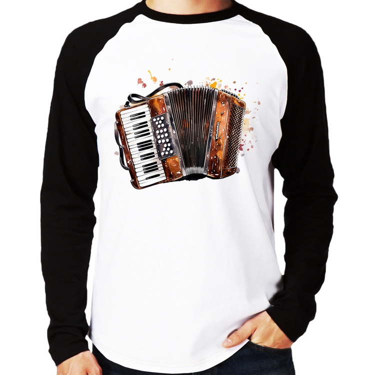 Camiseta Raglan Acordeon Sanfona Manga Longa