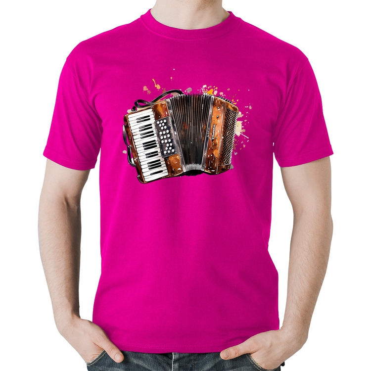 Camiseta Algodão Acordeon Sanfona - Rosa