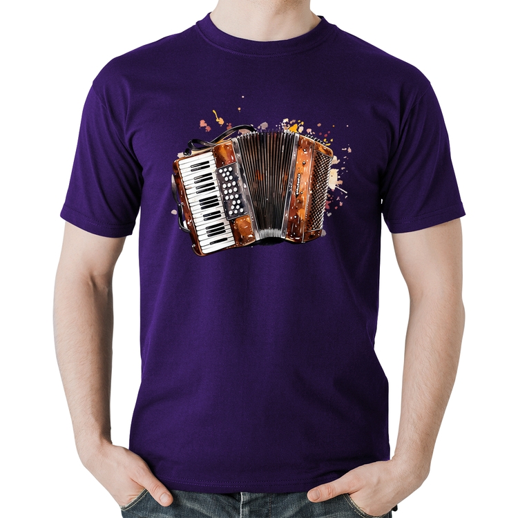 Camiseta Algodão Acordeon Sanfona - Roxa