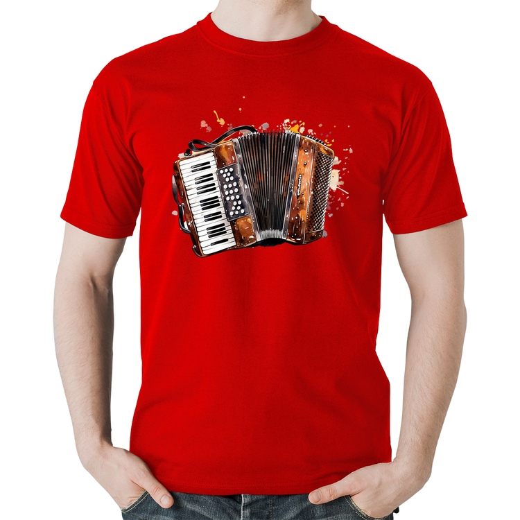 Camiseta Algodão Acordeon Sanfona - Vermelha