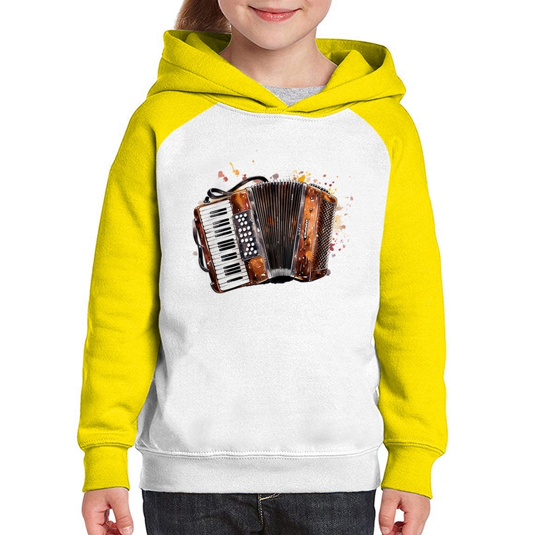 Moletom Infantil Acordeon Sanfona - Branco/Amarelo