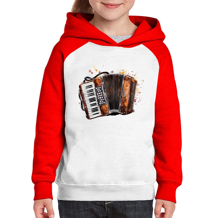 Moletom Infantil Acordeon Sanfona - Branco/Vermelho