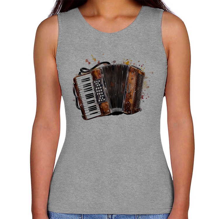 Regata Feminina Acordeon Sanfona - Cinza