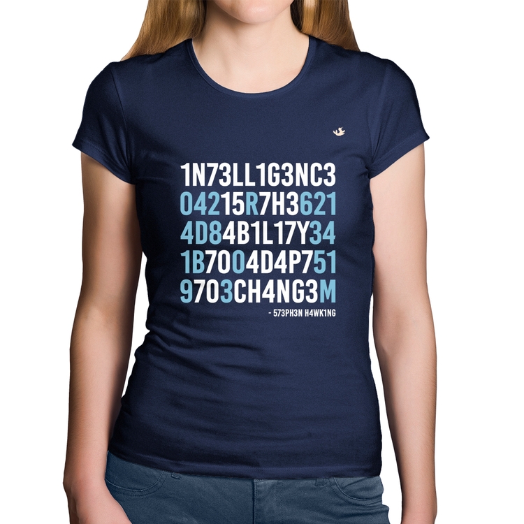 Baby Look Algodão Adapt to change - Marinho