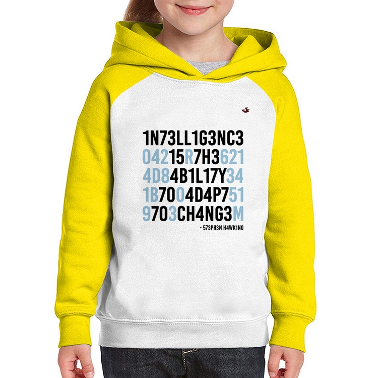Moletom Infantil Adapt to change - Branco/Amarelo