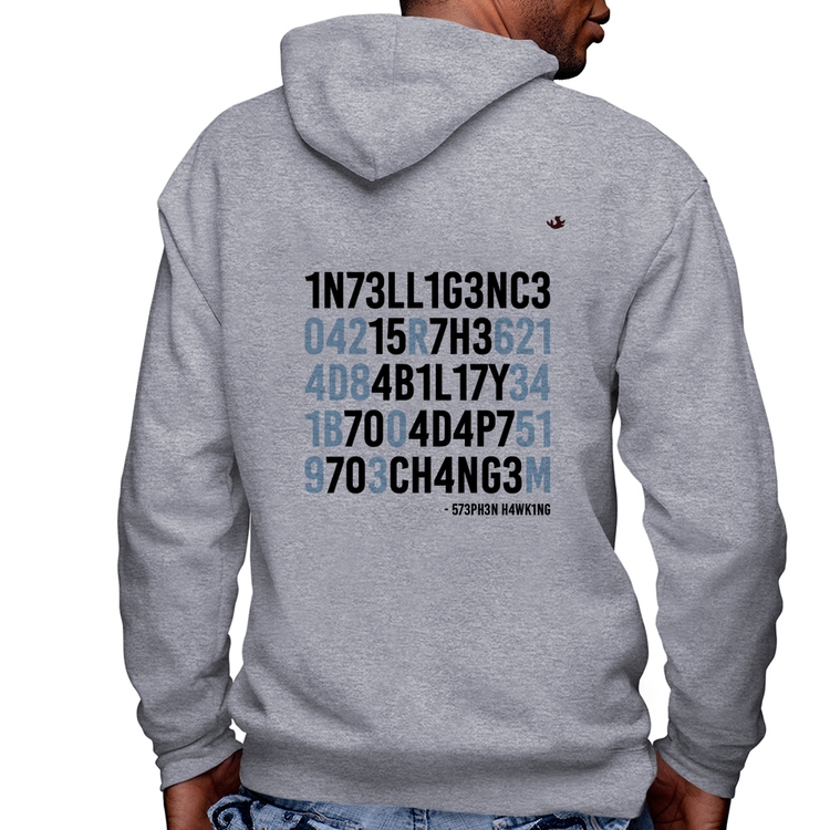 Blusa Moletom Adapt to change Masculina com Capuz e Zíper - Mescla