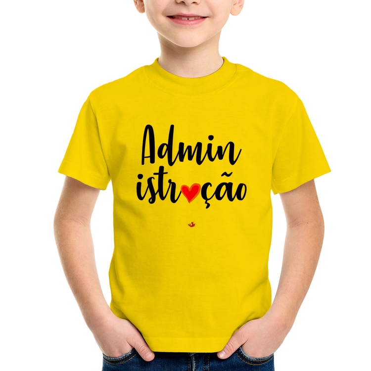 Camiseta Infantil Administração por amor - Amarela