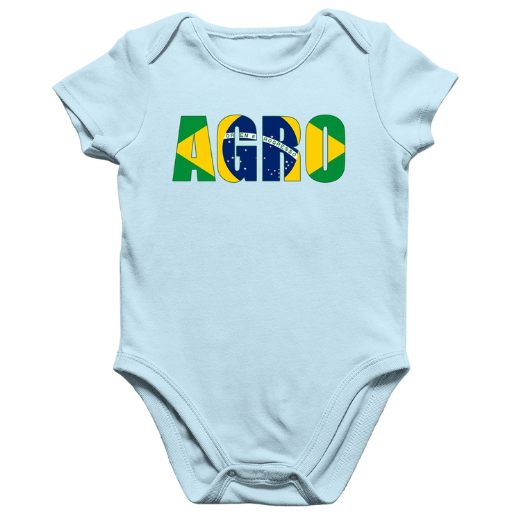 Body Bebê Algodão Agro Brasil Rural - Azul Bebê