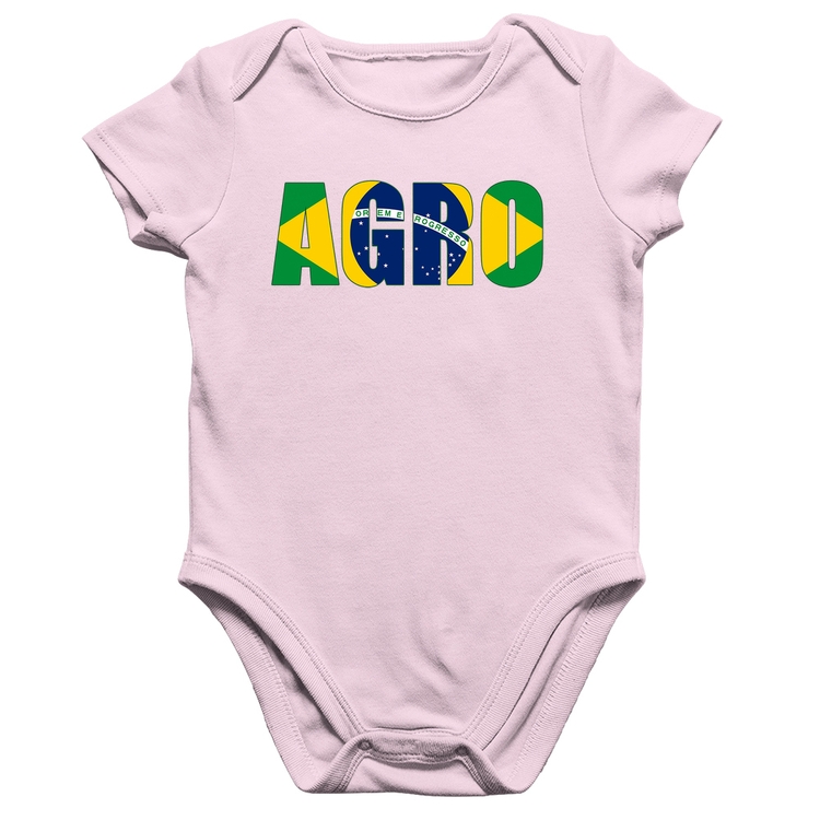 Body Bebê Algodão Agro Brasil Rural - Rosa Bebê