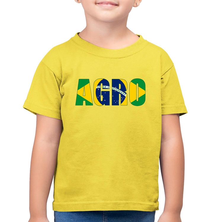 Camiseta Algodão Infantil Agro Brasil Rural - Amarelo Canário