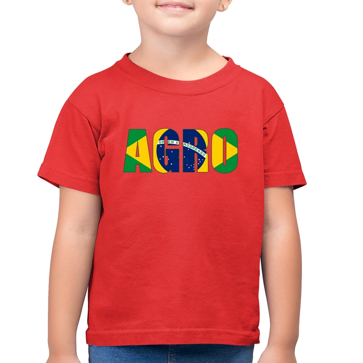 Camiseta Algodão Infantil Agro Brasil Rural - Vermelha