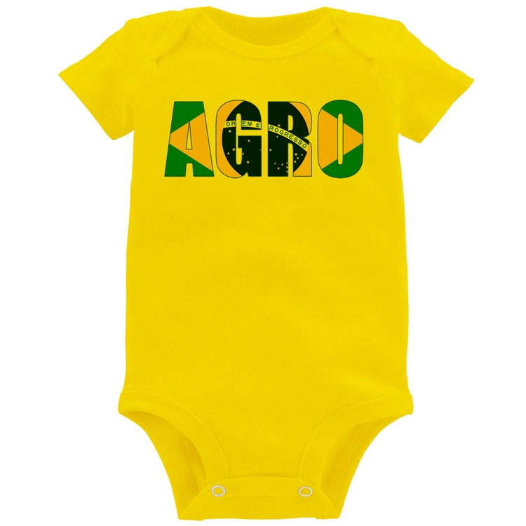 Body Bebê Agro Brasil Rural - Amarelo