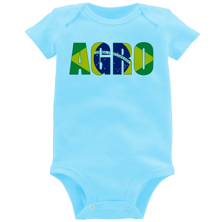 Body Bebê Agro Brasil Rural - Azul Bebê