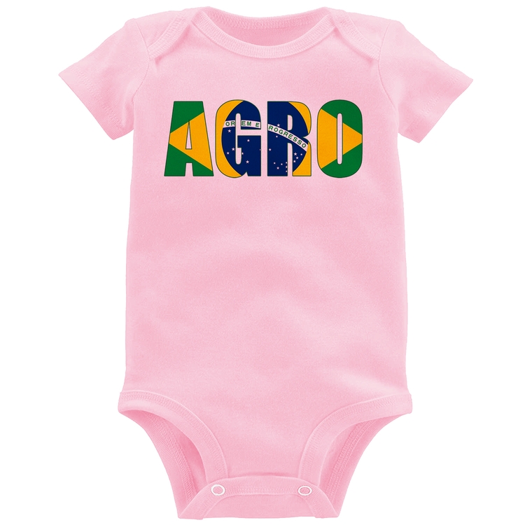 Body Bebê Agro Brasil Rural - Rosa Bebê