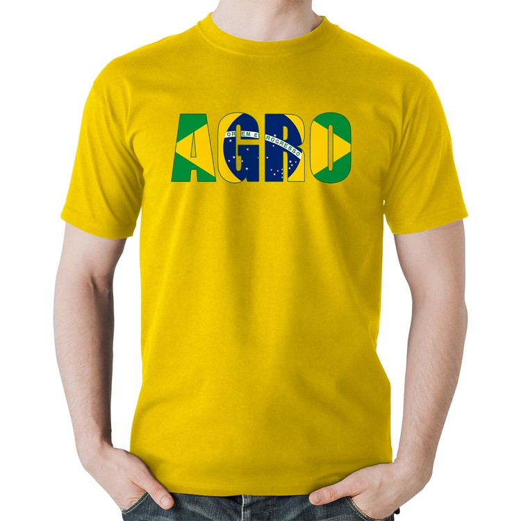 Camiseta Algodão Agro Brasil Rural - Amarela