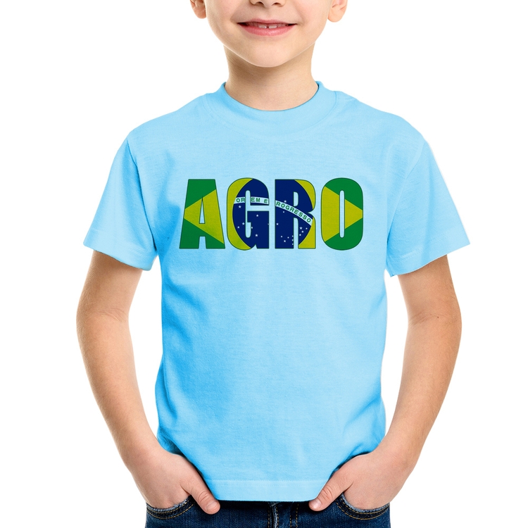 Camiseta Infantil Agro Brasil Rural - Azul Bebê