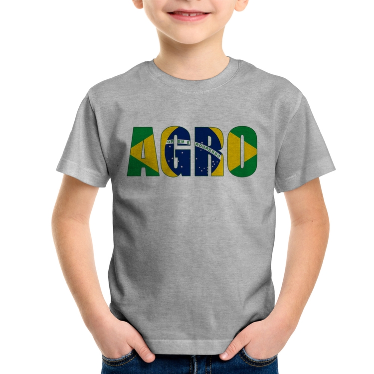 Camiseta Infantil Agro Brasil Rural - Cinza